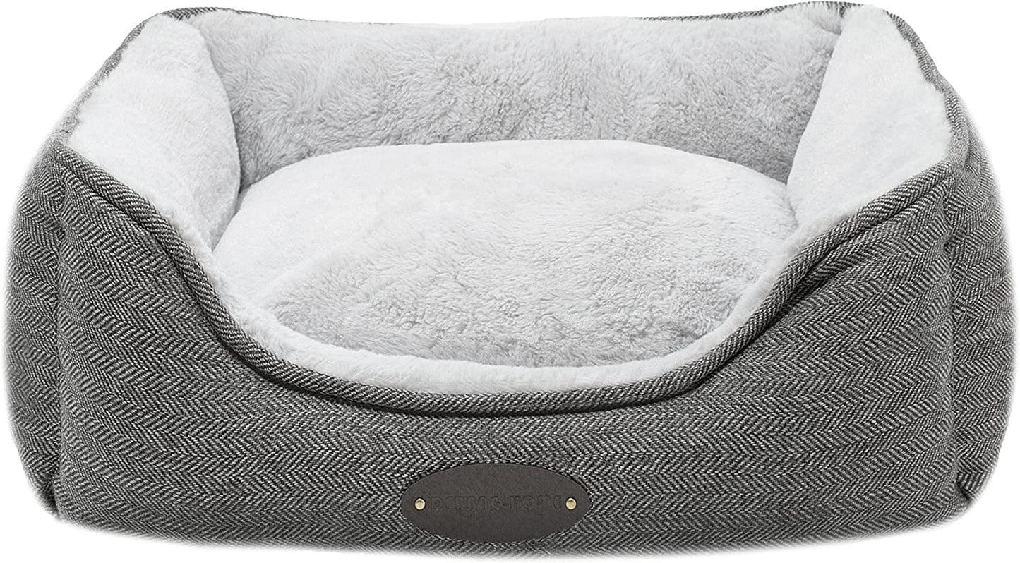 Dog Bed for Large Dogs,Medium Dog Bed for Medium Dogs,Calming Dog Beds,Anxiety Comfy Durable Pet Beds with Reversible&Washable Cushion,Square Dog Bed in Grey Color