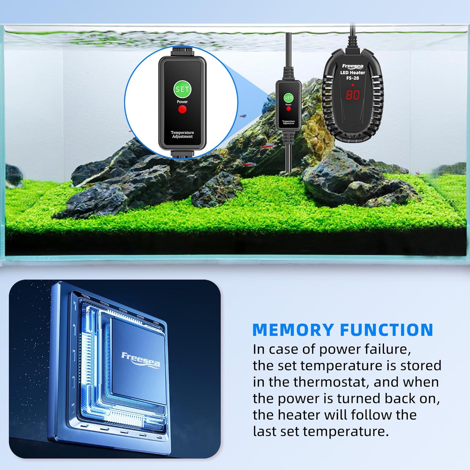 Aquarium Fish Tank Heater: 50W Small Submersible Turtle Heater with Adjustable Temperature External Controller for Betta | Saltwater | Freshwater | 1-10 Gallon