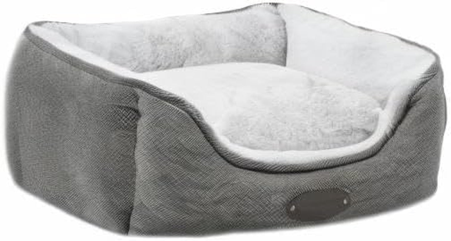 Dog Bed for Large Dogs,Medium Dog Bed for Medium Dogs,Calming Dog Beds,Anxiety Comfy Durable Pet Beds with Reversible&Washable Cushion,Square Dog Bed in Grey Color