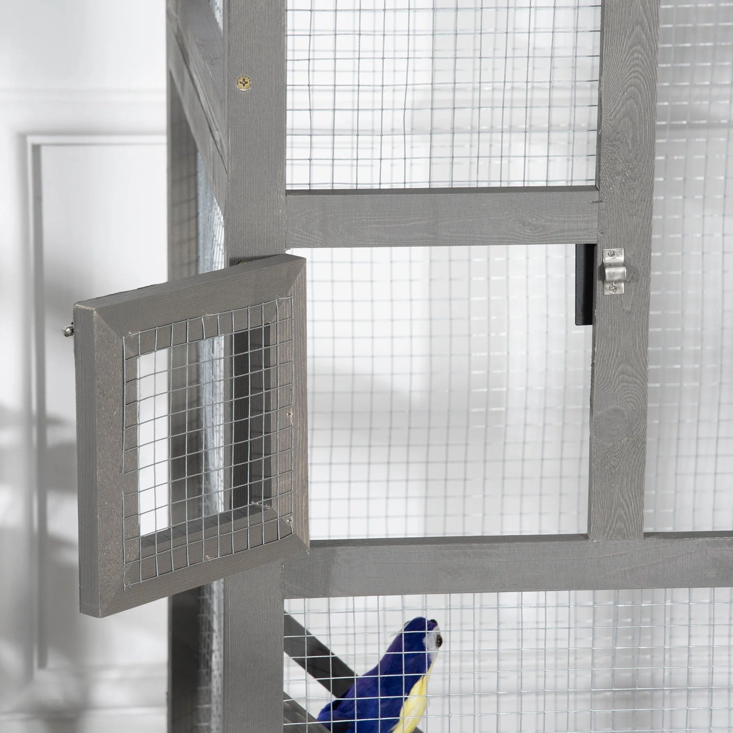 65" Wooden Bird Cages Outdoor Finches Aviary Birdcage with Tray