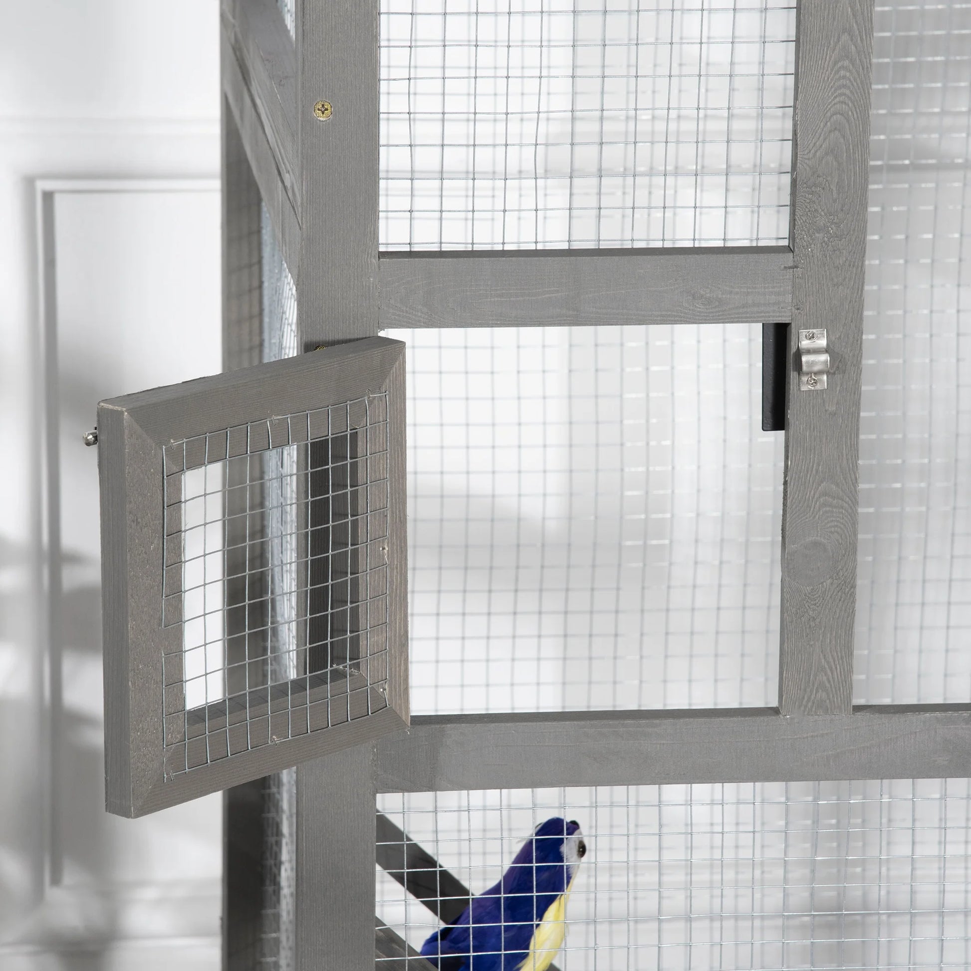 65" Wooden Bird Cages Outdoor Finches Aviary Birdcage with Tray