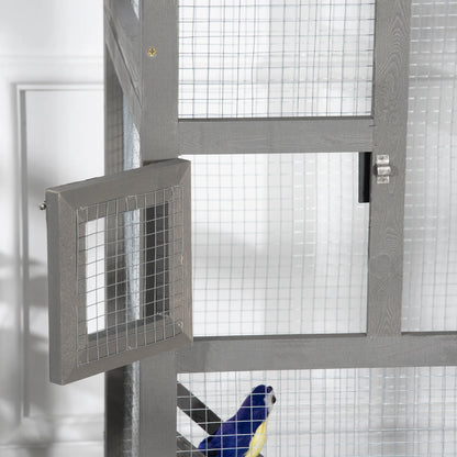 65" Wooden Bird Cages Outdoor Finches Aviary Birdcage with Tray